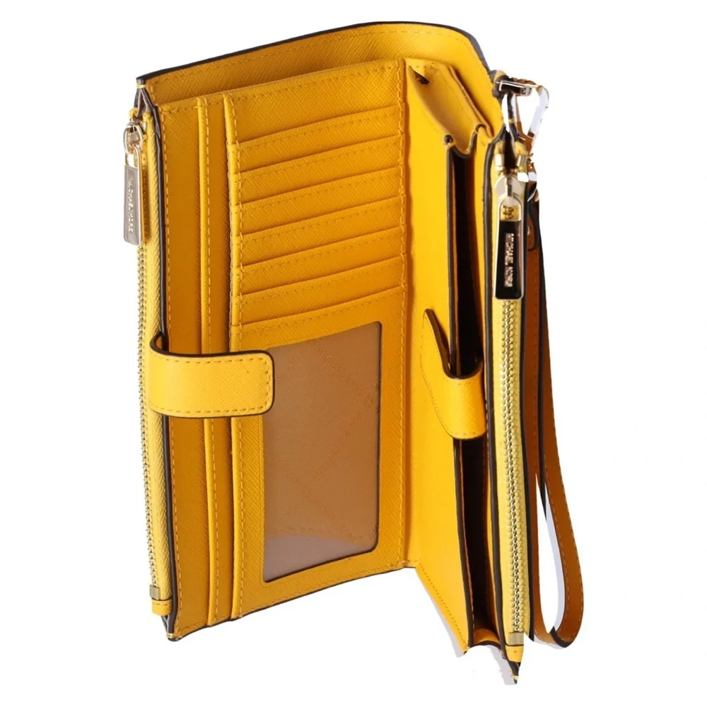 Michael Kors Jet Set Travel Large Double Zip Phone Wallet Jasmine Yellow